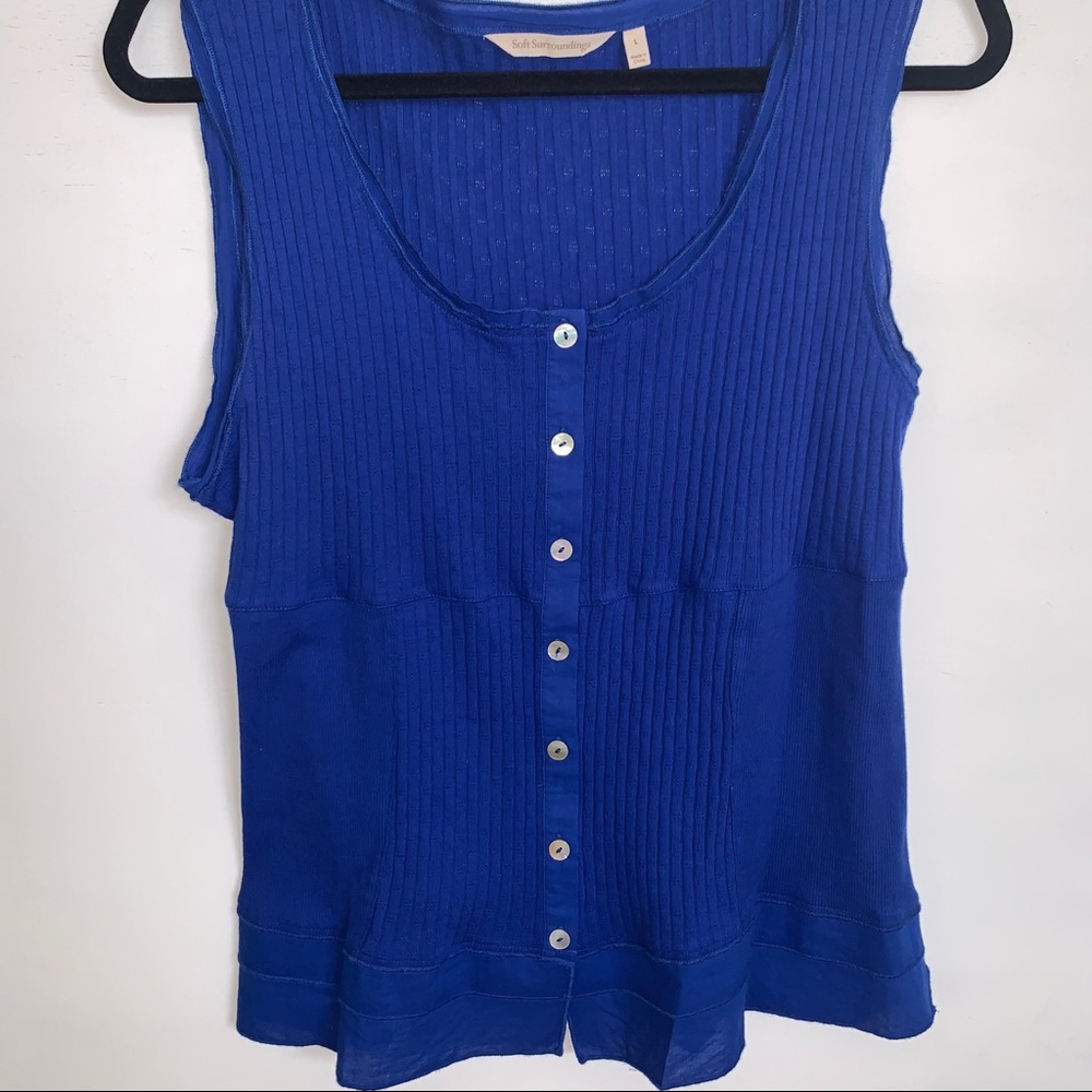 Soft Surroundings | Sapphire Roma Ribbed Tank - Picture 4 of 9